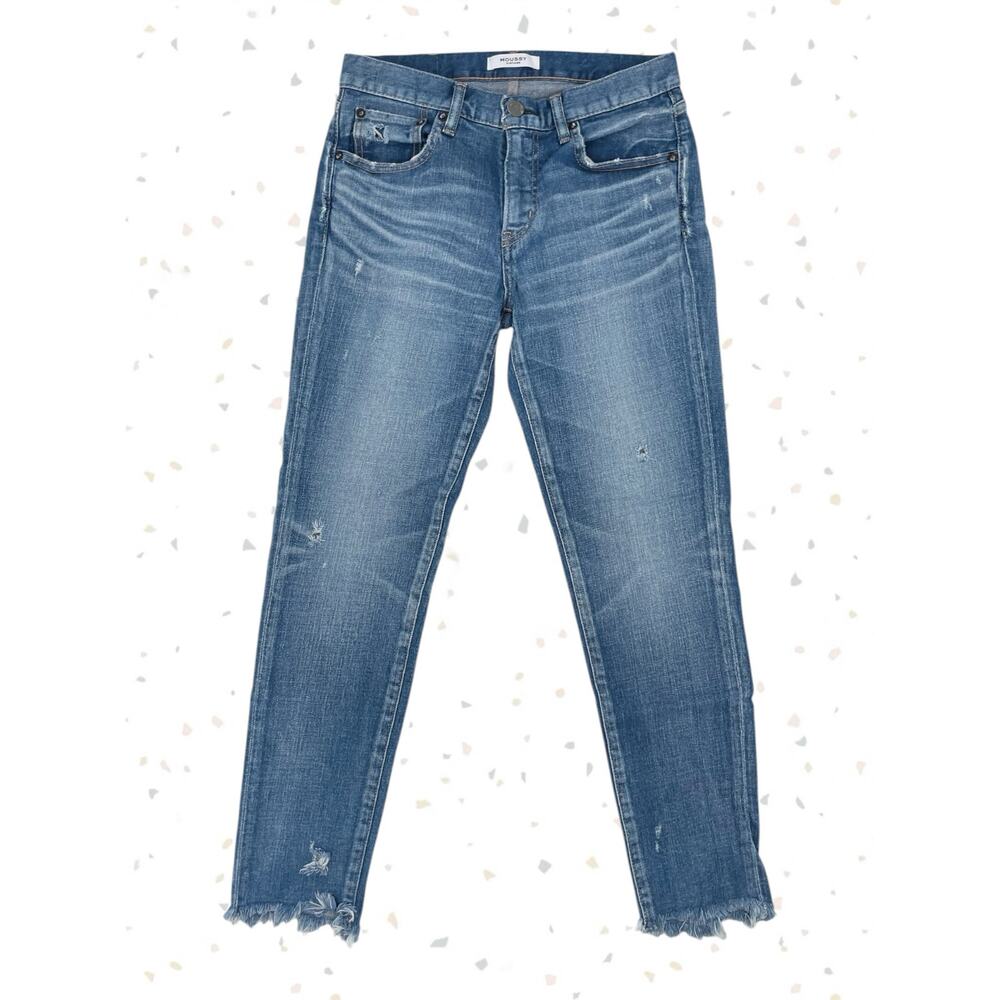 Moussy Vintage Diana Skinny Blue Jeans Raw Hem Japanese Denim Distressed Size 27
